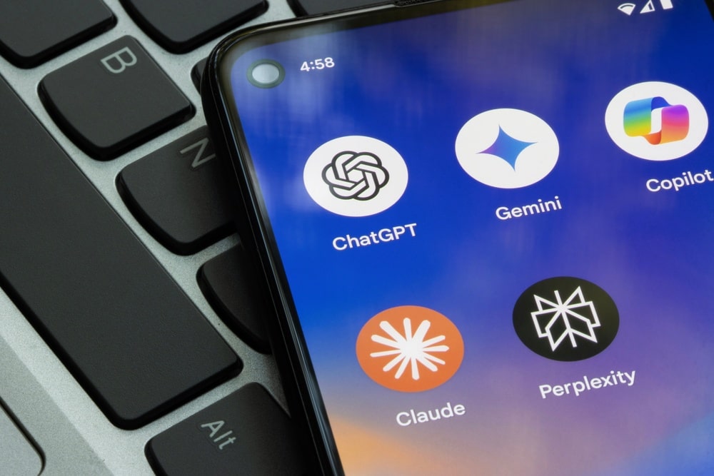 phone display with AI-platform app icons